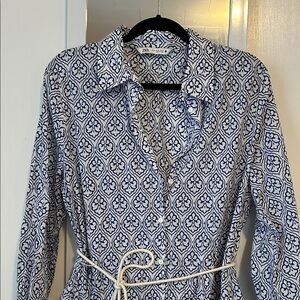 Zara Navy and White Floral Shirt